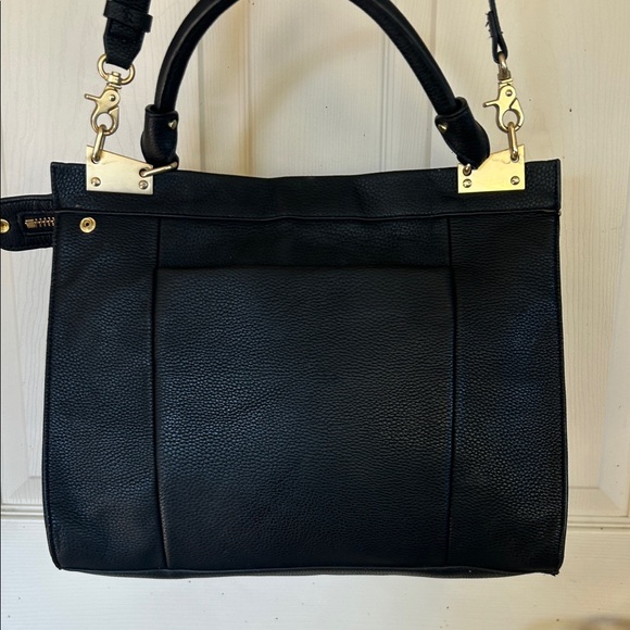 Foley + Corinna Black Faux Leather Bag briefcase with Gold Accents - Picture 6 of 16